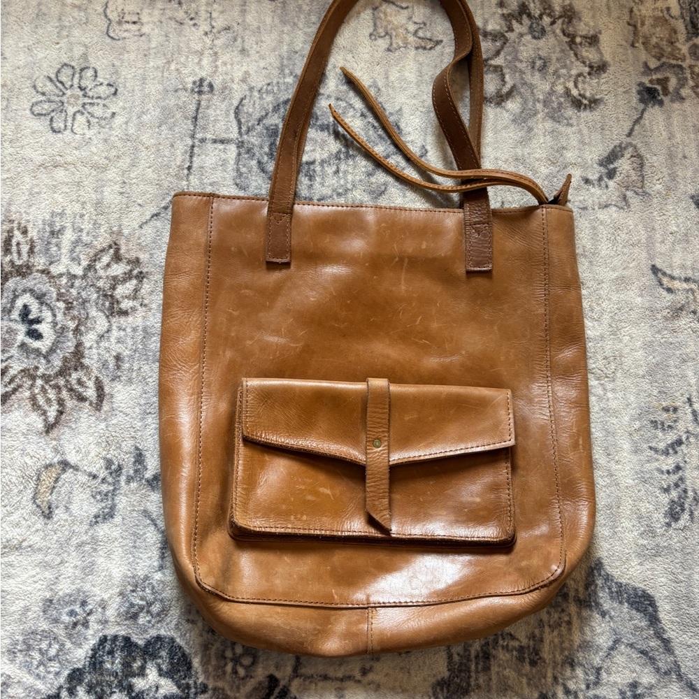 Classic Brown Leather Tote Bag